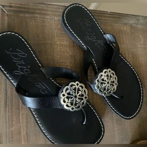 Brighton black leather slip on sandals